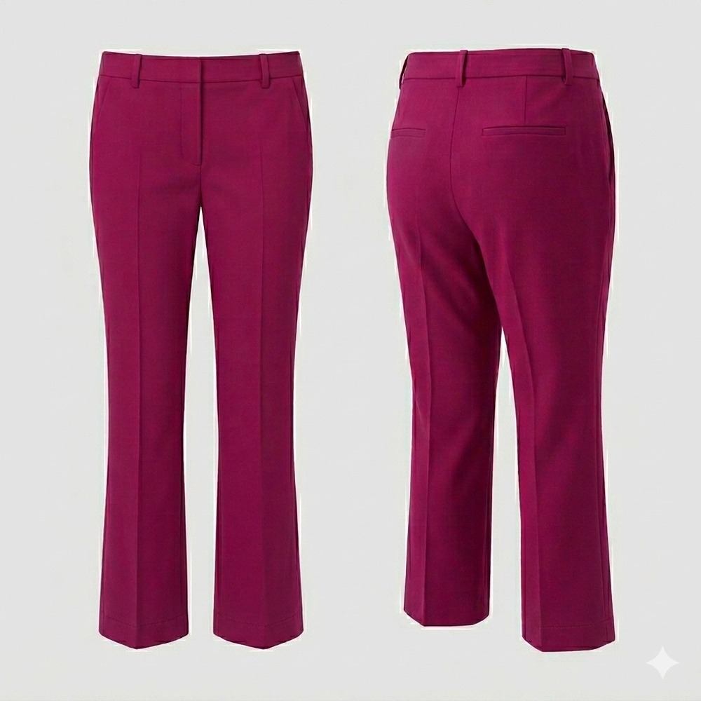 Theory Slim EL Trouser Magenta Wool Blend Dress Pants Womens Size 6 N1001213